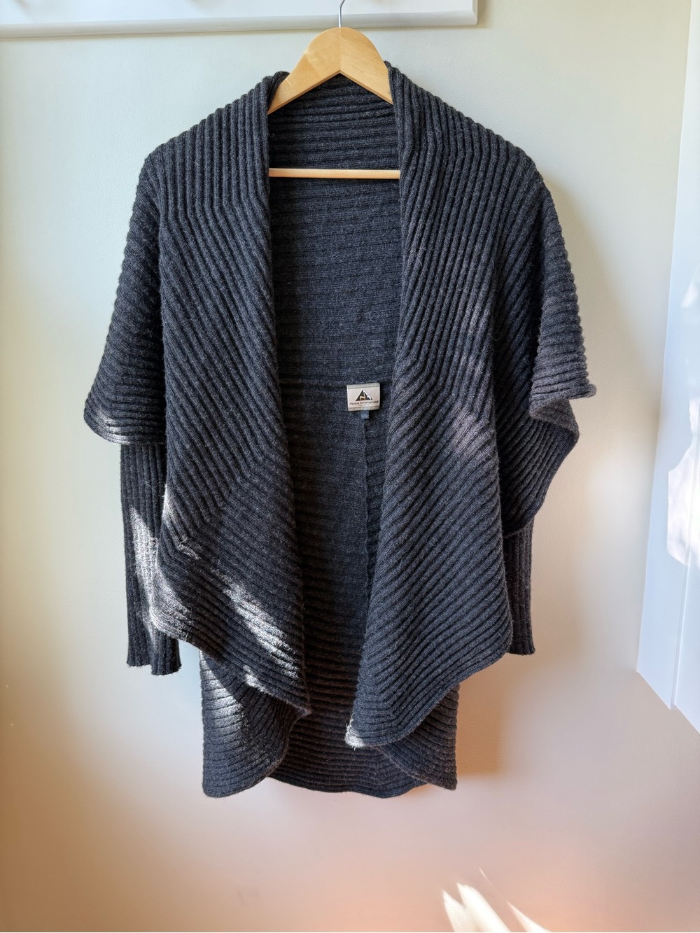ALPACA INTERNATIONAL‎ Frida Cardigan Sweater Wrap Ribbed Baby Gray Oversized S